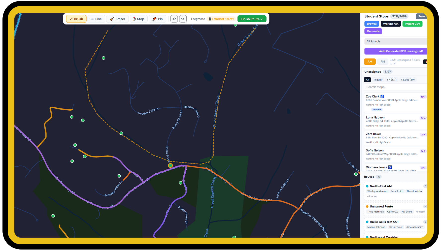 SafeStop route drawing